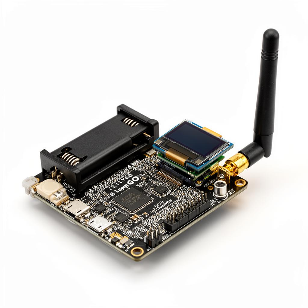 LILYGO T-Beam ESP32 LoRa board with 18650 battery holder, OLED screen and antenna